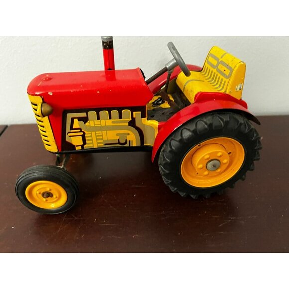 Vintage Lot 8 Czech Tin Toy Motorized Farm TRACTOR Pavok Nachod Argo Zetor Zin - Picture 4 of 16